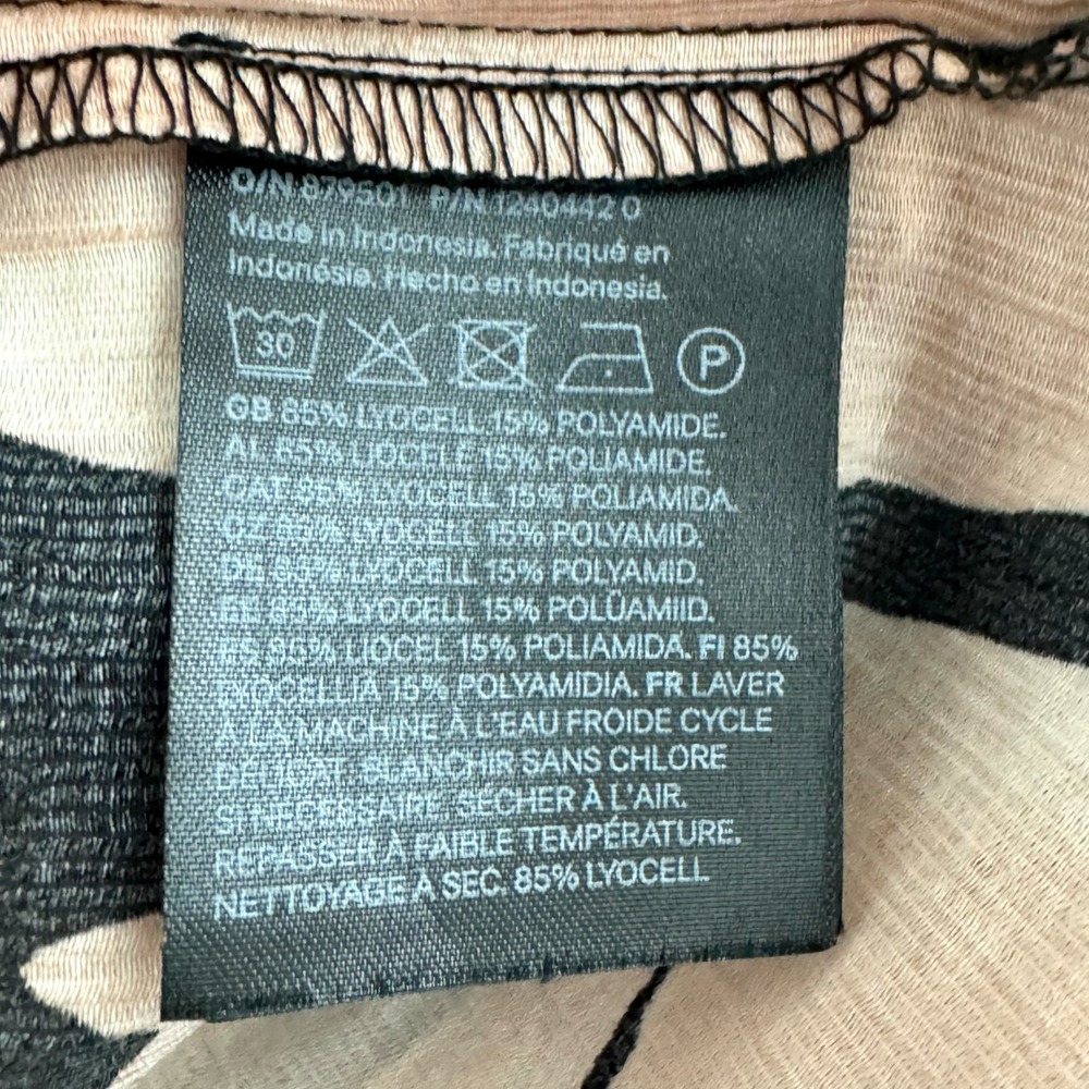 H&M Womens XL Off The Shoulder Tropical Boho Airy Peasant Blouse Peach Black - Picture 4 of 6